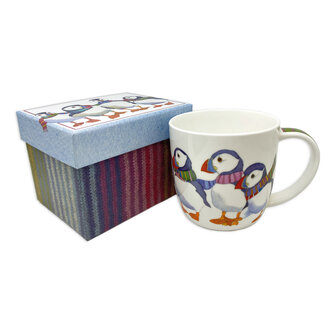 Emma Ball mok porselein puffin met shawl