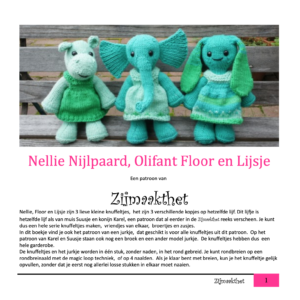 Zijmaakthet Boekje breipatroon Nellie nijlpaard, Floor olifant