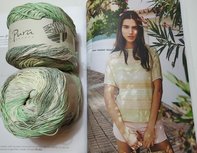 Breipakket zomertruitje t/m maat 44/46 Linea Pura Aruba kleur 7 mintgroen met grijs Breipakket zomertruitje t/m maat 44/46 Linea Pura Aruba kleur 7 mintgroen met grijs