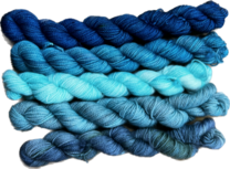 Koperdraadje merino sok HT set van 5 mini's Set 5 "Zeeblauw" Koperdraadje merino sok HT set van 5 mini's Set 5 "Zeeblauw"
