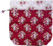 Projecttas rood/roze roosjes, katoen voor een klein brei of haakwerkje Projecttas rood/roze roosjes, katoen voor een klein brei of haakwerkje